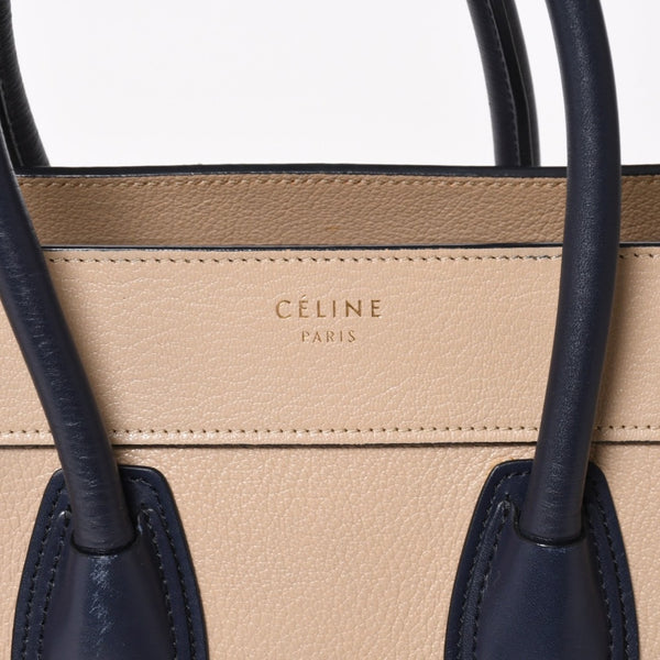 極美品 CELINE セリーヌ ラゲージマイクロショッパー ショルダーバッグ ハンドバッグ フィービー期 廃盤 カーフスキン ベージュ ゴールド金具 中古 4a004633