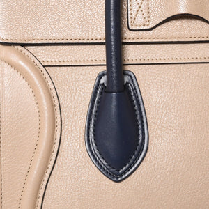極美品 CELINE セリーヌ ラゲージマイクロショッパー ショルダーバッグ ハンドバッグ フィービー期 廃盤 カーフスキン ベージュ ゴールド金具 中古 4a004633