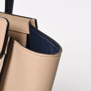 極美品 CELINE セリーヌ ラゲージマイクロショッパー ショルダーバッグ ハンドバッグ フィービー期 廃盤 カーフスキン ベージュ ゴールド金具 中古 4a004633