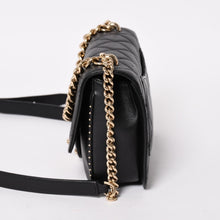 画像をギャラリービューアに読み込む, 極美品 CHANEL シャネル Sフラップ Wチェーンショルダーバッグ 24番台 ココマーク キャビアスキン ブラック ゴールド金具 中古 4a004750