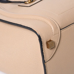 極美品 CELINE セリーヌ ラゲージマイクロショッパー ショルダーバッグ ハンドバッグ フィービー期 廃盤 カーフスキン ベージュ ゴールド金具 中古 4a004633