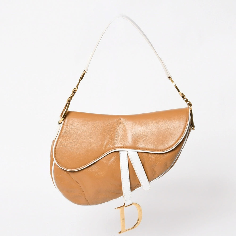 Christian Dior Saddle Bag One Shoulder Bag Brown Leather Galliano Period Good Condition Used 4a004759