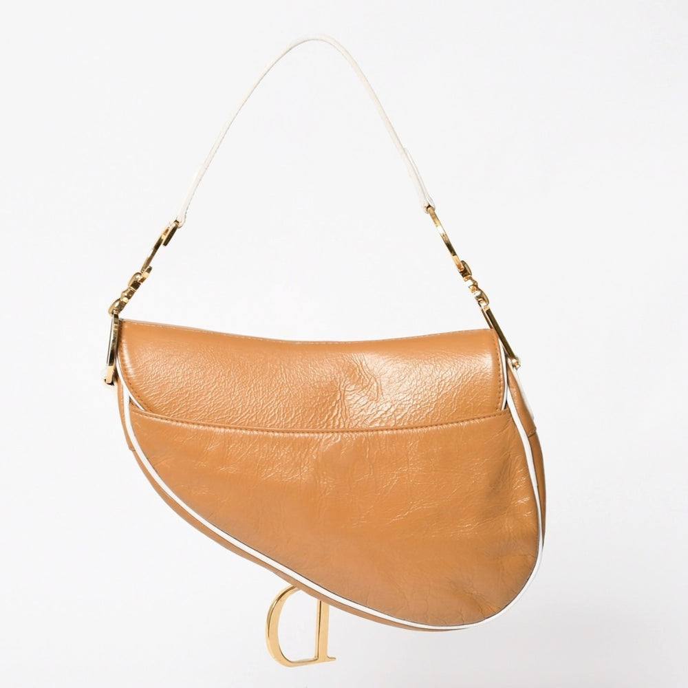 Christian Dior Saddle Bag One Shoulder Bag Brown Leather Galliano Period Good Condition Used 4a004759
