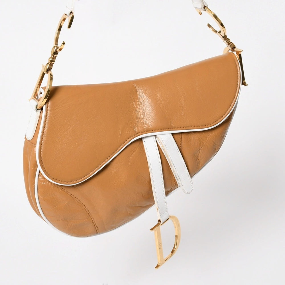 Christian Dior Saddle Bag One Shoulder Bag Brown Leather Galliano Period Good Condition Used 4a004759
