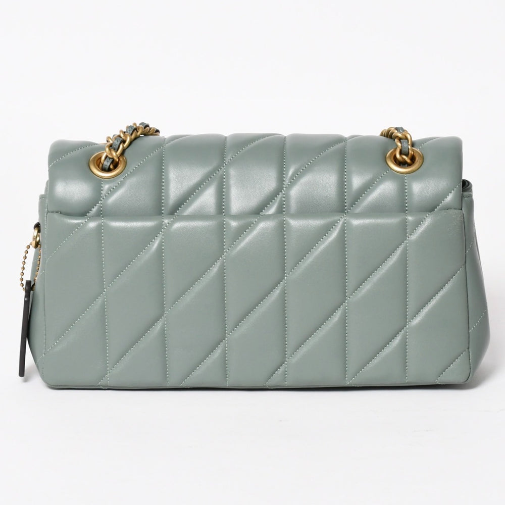 極美品 COACH コーチ タビー ショルダーバッグ 26 キルティング ショルダーバッグ CP150 セージグリーン ナッパレザー クロスボディ 2way ゴールド金具 中古 4a004604