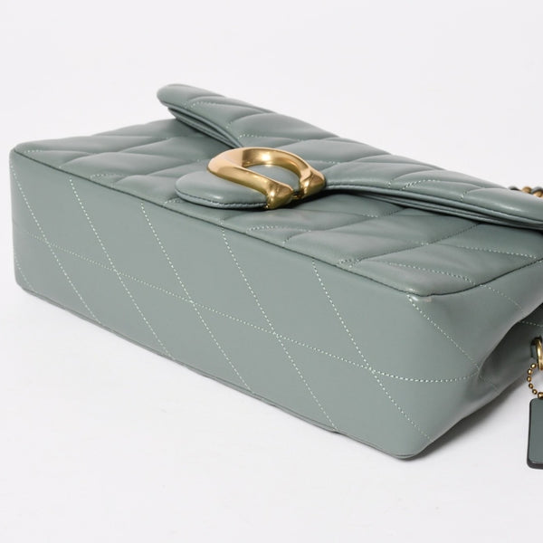 Very good condition COACH Tabby Shoulder Bag 26 Quilted Shoulder Bag CP150 Sage Green Nappa Leather Crossbody 2way Gold Hardware Used 4a004604