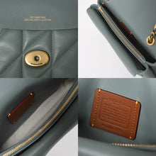 画像をギャラリービューアに読み込む, 極美品 COACH コーチ タビー ショルダーバッグ 26 キルティング ショルダーバッグ CP150 セージグリーン ナッパレザー クロスボディ 2way ゴールド金具 中古 4a004604