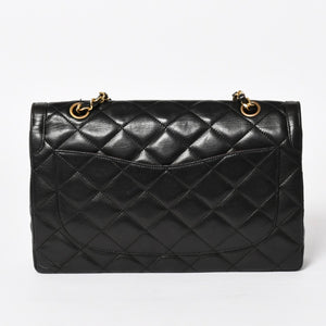 Very Good Condition CHANEL Chanel Matelasse 28 W Flap W Chain Shoulder Bag 2nd Series Paris Limited Coco Mark Lambskin Black Used 4a004748
