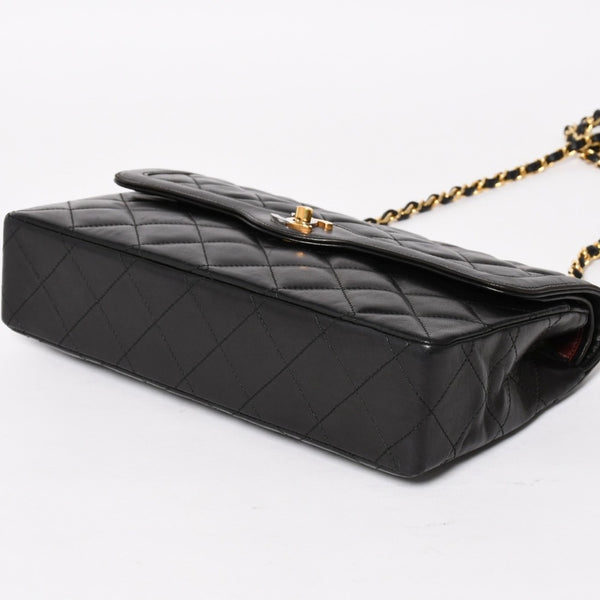 Very Good Condition CHANEL Chanel Matelasse 28 W Flap W Chain Shoulder Bag 2nd Series Paris Limited Coco Mark Lambskin Black Used 4a004748