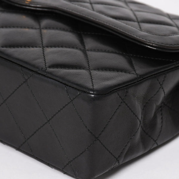 Very Good Condition CHANEL Chanel Matelasse 28 W Flap W Chain Shoulder Bag 2nd Series Paris Limited Coco Mark Lambskin Black Used 4a004748