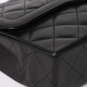 Very Good Condition CHANEL Chanel Matelasse 28 W Flap W Chain Shoulder Bag 2nd Series Paris Limited Coco Mark Lambskin Black Used 4a004748