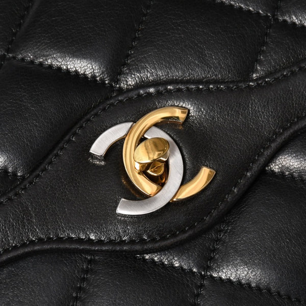 Very Good Condition CHANEL Chanel Matelasse 28 W Flap W Chain Shoulder Bag 2nd Series Paris Limited Coco Mark Lambskin Black Used 4a004748