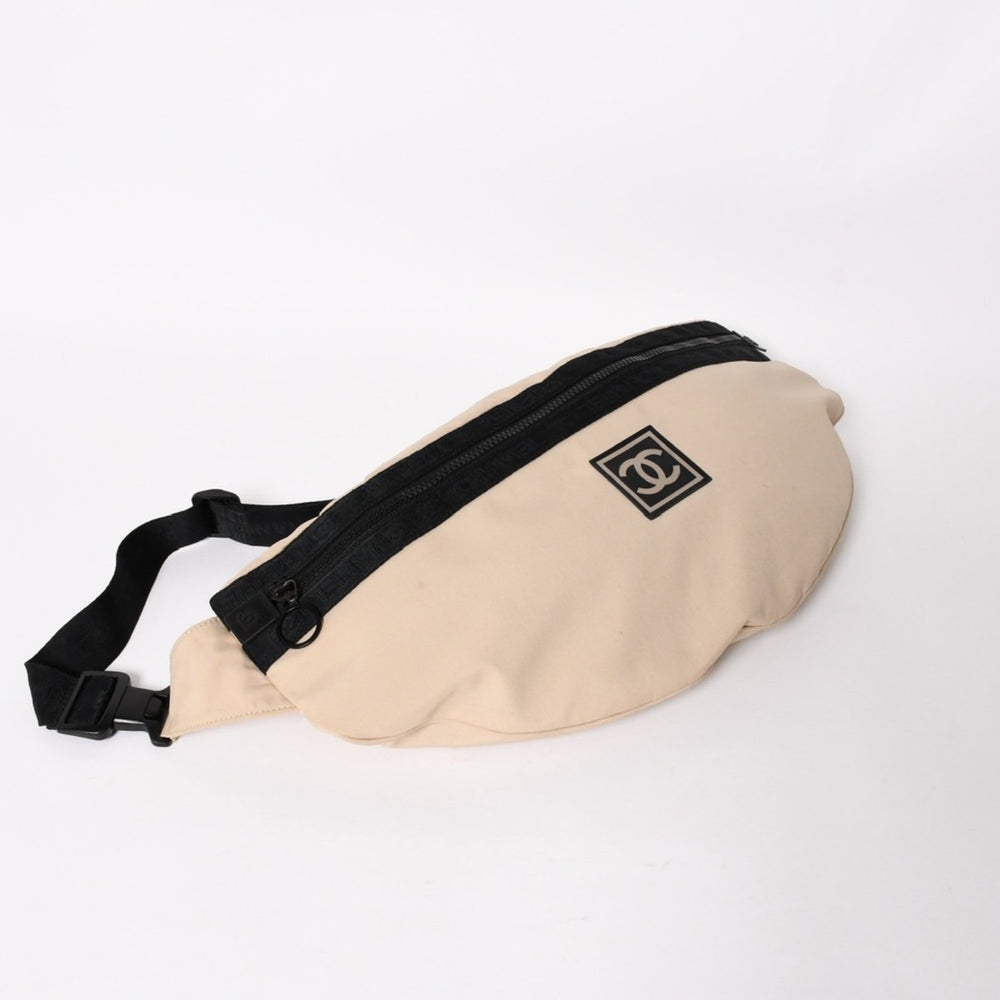 CHANEL Sports Line Shoulder Bag No. 7 Coco Mark Nylon Canvas Beige Black Good Condition Used 4a004773
