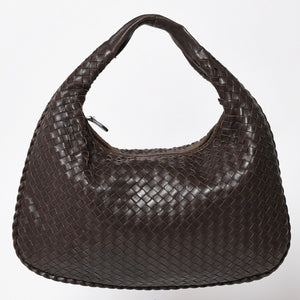 BOTTEGA VENETA ボッテガヴェネタ ホーボーショルダーバッグ イントレチャート ブラウン ダークブラウン 美品 中古 4a004498