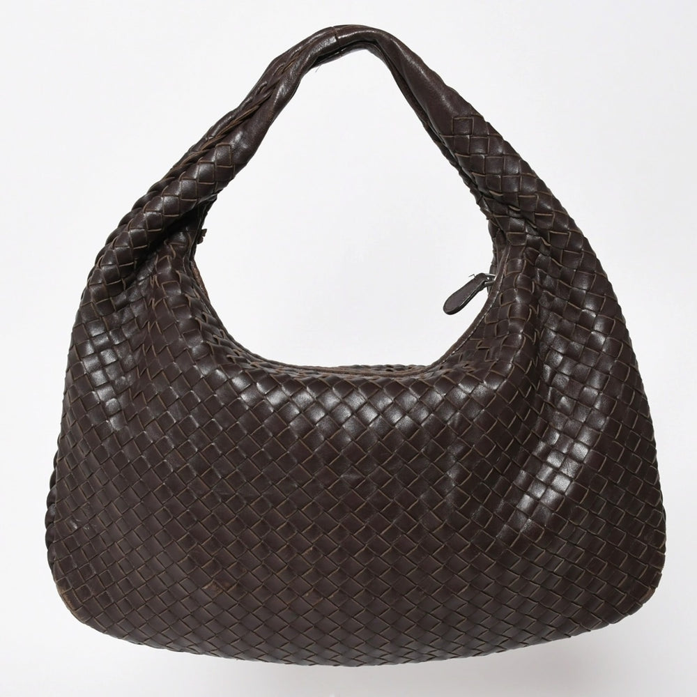 BOTTEGA VENETA ボッテガヴェネタ ホーボーショルダーバッグ イントレチャート ブラウン ダークブラウン 美品 中古 4a004498