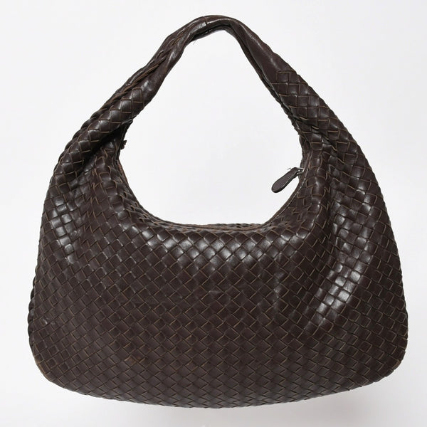 BOTTEGA VENETA ボッテガヴェネタ ホーボーショルダーバッグ イントレチャート ブラウン ダークブラウン 美品 中古 4a004498