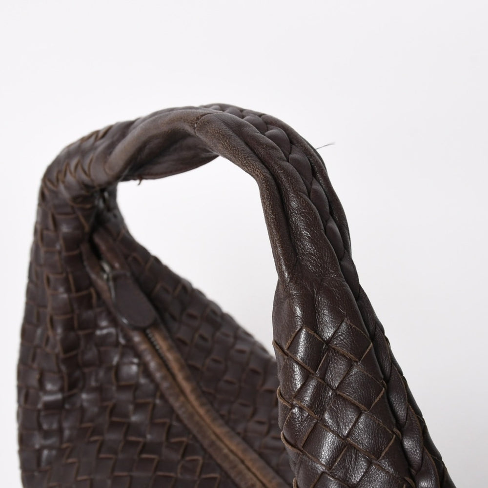 BOTTEGA VENETA Hobo Shoulder Bag Intrecciato Brown Dark Brown Good Condition Used 4a004498