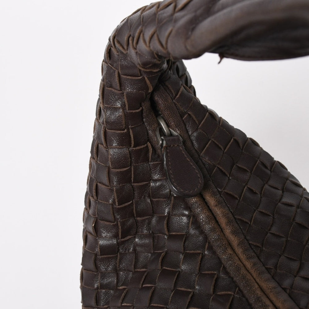 BOTTEGA VENETA Hobo Shoulder Bag Intrecciato Brown Dark Brown Good Condition Used 4a004498