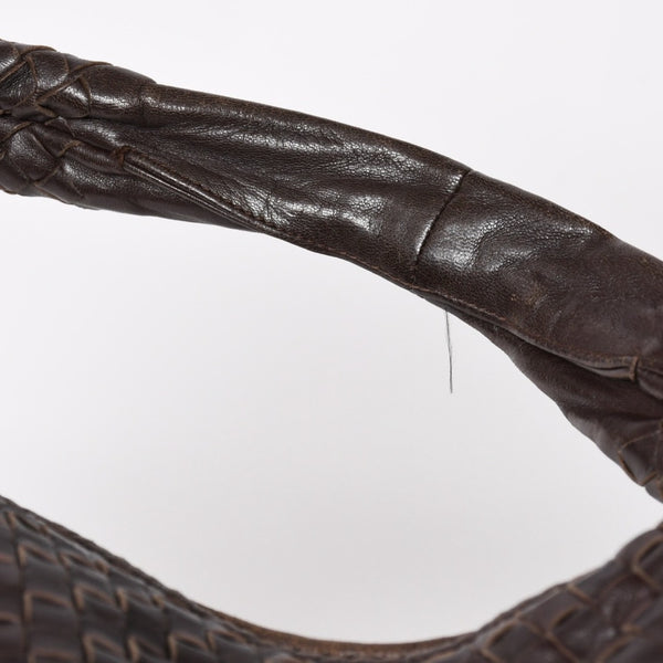 BOTTEGA VENETA ボッテガヴェネタ ホーボーショルダーバッグ イントレチャート ブラウン ダークブラウン 美品 中古 4a004498