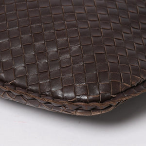 BOTTEGA VENETA ボッテガヴェネタ ホーボーショルダーバッグ イントレチャート ブラウン ダークブラウン 美品 中古 4a004498