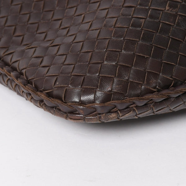 BOTTEGA VENETA ボッテガヴェネタ ホーボーショルダーバッグ イントレチャート ブラウン ダークブラウン 美品 中古 4a004498