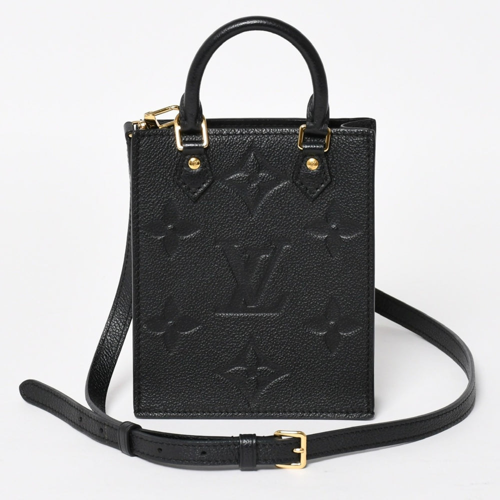 Very Good Condition LOUIS VUITTON Monogram Empreinte Petite Sac Plat 2WAY Shoulder Bag Handbag Black M81417 Used 4a004581
