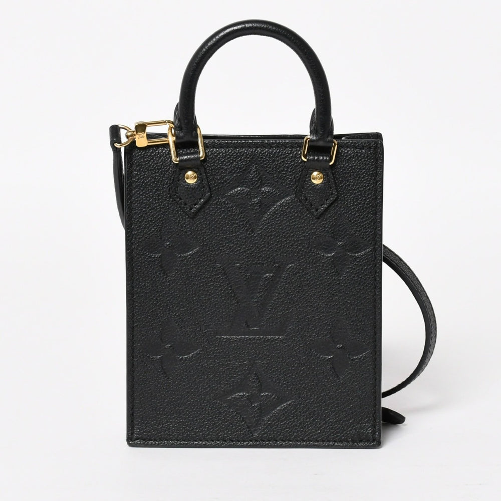 Very Good Condition LOUIS VUITTON Monogram Empreinte Petite Sac Plat 2WAY Shoulder Bag Handbag Black M81417 Used 4a004581