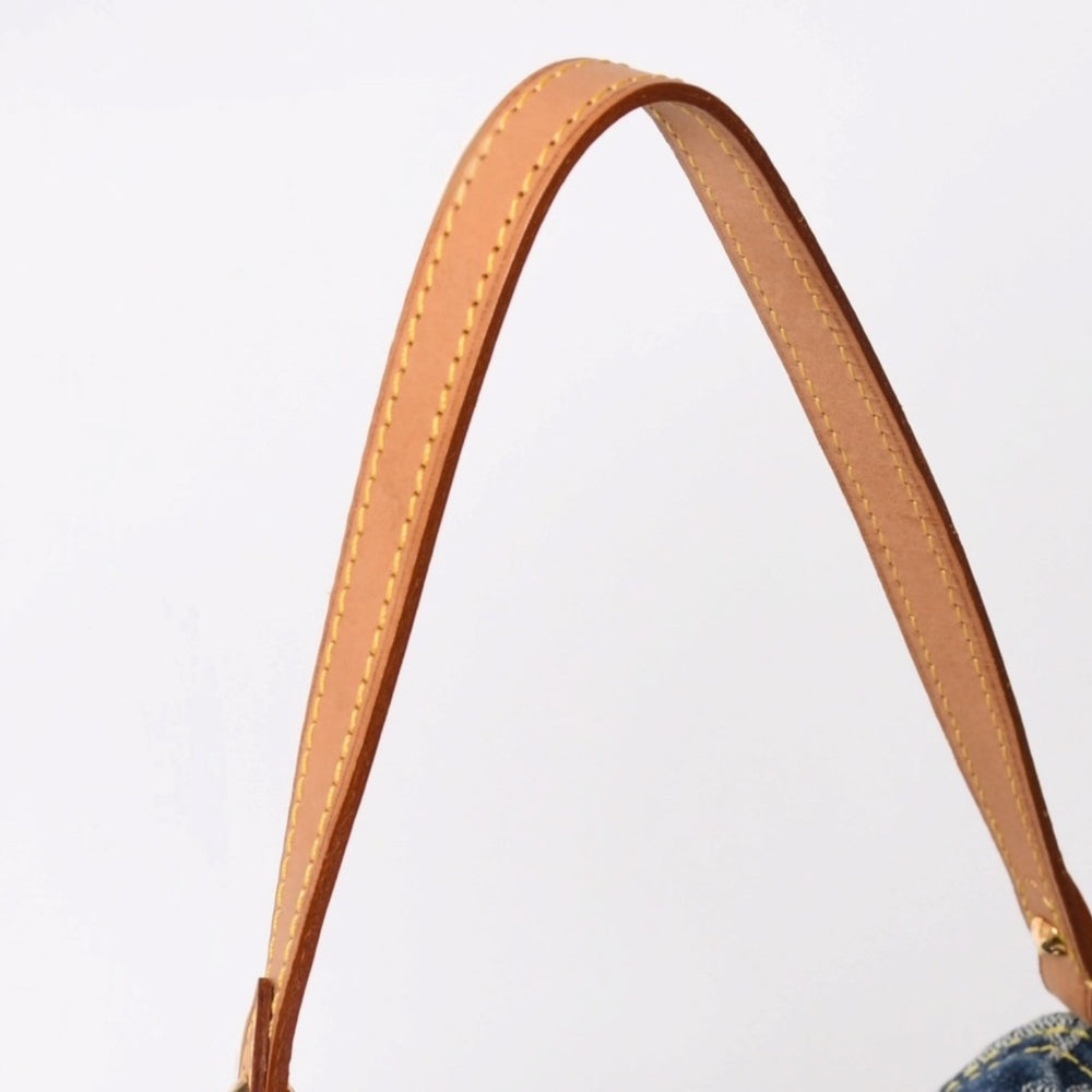 極美品 LOUIS VUITTON ルイヴィトン ミニプリーティ ワンショルダーバッグ M95050 モノグラム デニム インディゴブルー 中古 4a004766