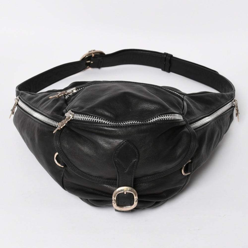 CHROME HEARTS クロムハーツ スナットバッグ XL ダガー ガンスリンガー レザーボディバッグ ウエストバッグ シルバー925 美品 中古 4a004646
