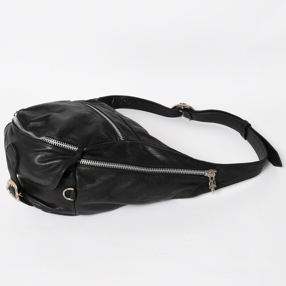 CHROME HEARTS クロムハーツ スナットバッグ XL ダガー ガンスリンガー レザーボディバッグ ウエストバッグ シルバー925 美品 中古 4a004646