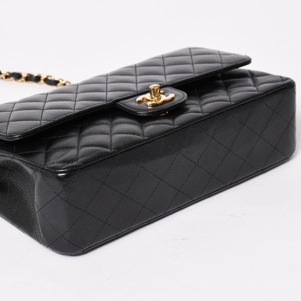 Very Good Condition CHANEL Chanel Matelasse 25 W Flap W Chain Shoulder Bag 22nd Series Coco Mark Caviar Skin Black Used 4a004749