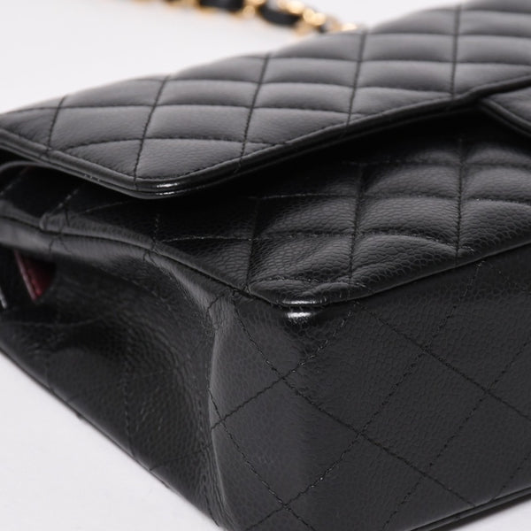 Very Good Condition CHANEL Chanel Matelasse 25 W Flap W Chain Shoulder Bag 22nd Series Coco Mark Caviar Skin Black Used 4a004749