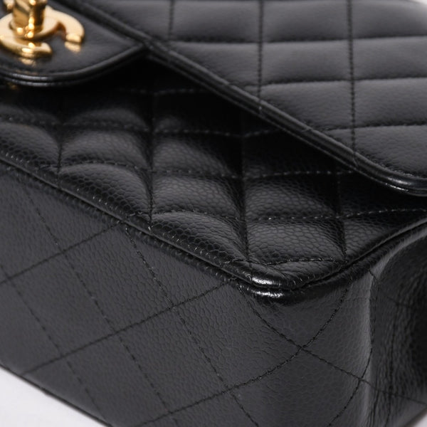 Very Good Condition CHANEL Chanel Matelasse 25 W Flap W Chain Shoulder Bag 22nd Series Coco Mark Caviar Skin Black Used 4a004749