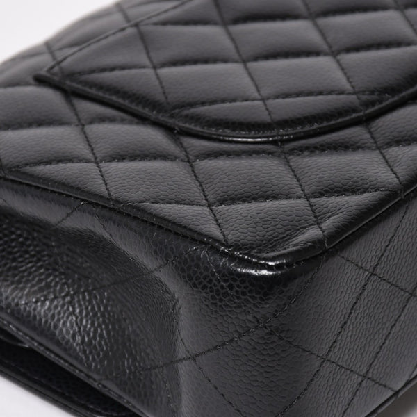 Very Good Condition CHANEL Chanel Matelasse 25 W Flap W Chain Shoulder Bag 22nd Series Coco Mark Caviar Skin Black Used 4a004749