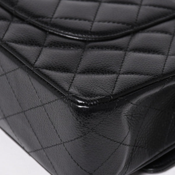 Very Good Condition CHANEL Chanel Matelasse 25 W Flap W Chain Shoulder Bag 22nd Series Coco Mark Caviar Skin Black Used 4a004749