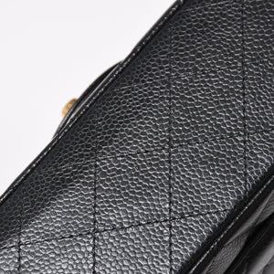 Very Good Condition CHANEL Chanel Matelasse 25 W Flap W Chain Shoulder Bag 22nd Series Coco Mark Caviar Skin Black Used 4a004749