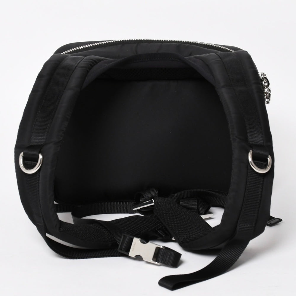 極美品 PRADA プラダ TESSUTO POCKET ナイロン バックパック リュック ボディバッグ 2VZ044 ブラック カーキ ラバーロゴ テスートナイロン シルバー金具 中古 4a004772