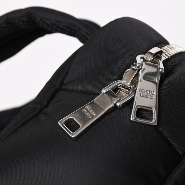 極美品 PRADA プラダ TESSUTO POCKET ナイロン バックパック リュック ボディバッグ 2VZ044 ブラック カーキ ラバーロゴ テスートナイロン シルバー金具 中古 4a004772