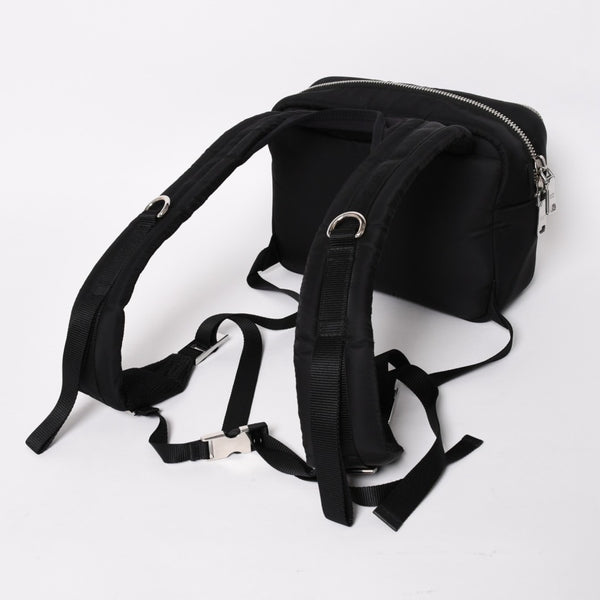 極美品 PRADA プラダ TESSUTO POCKET ナイロン バックパック リュック ボディバッグ 2VZ044 ブラック カーキ ラバーロゴ テスートナイロン シルバー金具 中古 4a004772