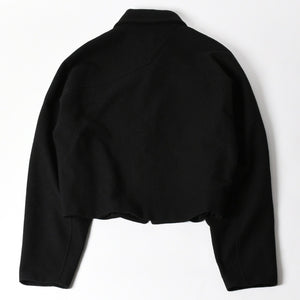 極美品 BOTTEGAVENETA ボッテガヴェネタ ウールジャケット クロップド ジップアップ 646907 V0AW0 ブラック シルバー金具 中古 4a004823