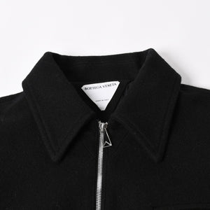 極美品 BOTTEGAVENETA ボッテガヴェネタ ウールジャケット クロップド ジップアップ 646907 V0AW0 ブラック シルバー金具 中古 4a004823