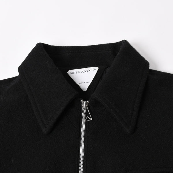 極美品 BOTTEGAVENETA ボッテガヴェネタ ウールジャケット クロップド ジップアップ 646907 V0AW0 ブラック シルバー金具 中古 4a004823