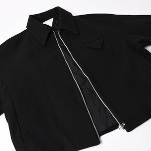 極美品 BOTTEGAVENETA ボッテガヴェネタ ウールジャケット クロップド ジップアップ 646907 V0AW0 ブラック シルバー金具 中古 4a004823