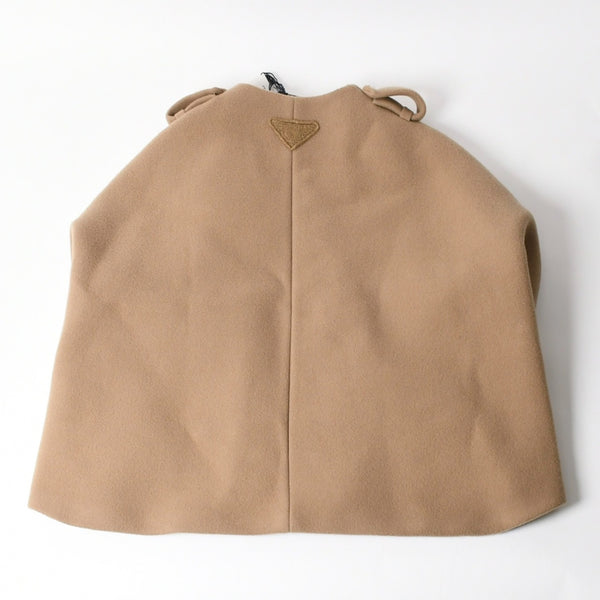 Very Good Condition PRADA Short Coat Poncho Beige Brown Single Breasted Cape Jacket Size 40 Used 4a004699