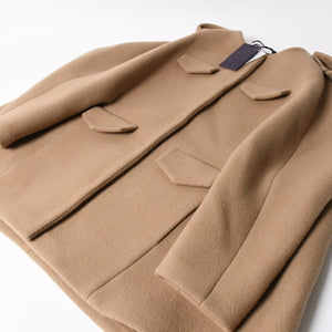 Very Good Condition PRADA Short Coat Poncho Beige Brown Single Breasted Cape Jacket Size 40 Used 4a004699