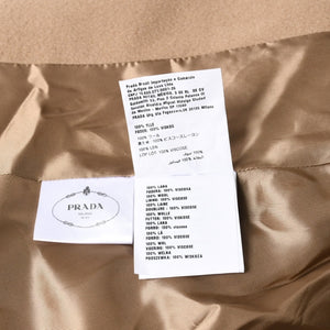 Very Good Condition PRADA Short Coat Poncho Beige Brown Single Breasted Cape Jacket Size 40 Used 4a004699