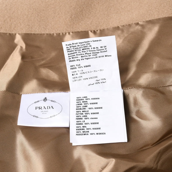 Very Good Condition PRADA Short Coat Poncho Beige Brown Single Breasted Cape Jacket Size 40 Used 4a004699