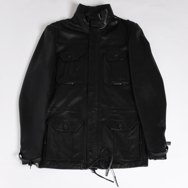 極美品 DIOR HOMME ディオール オム 04SS ストリップ期 レザージャケット 4EH5043006 サイズ46 ブラック エディ期 中古 4a004517
