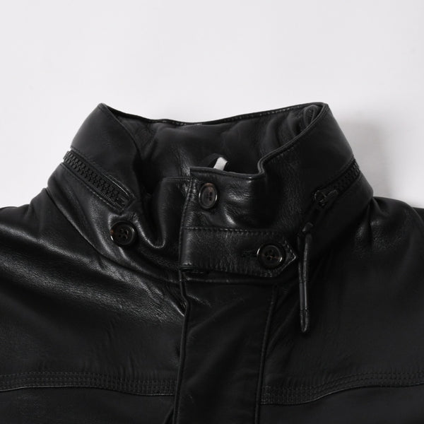 極美品 DIOR HOMME ディオール オム 04SS ストリップ期 レザージャケット 4EH5043006 サイズ46 ブラック エディ期 中古 4a004517