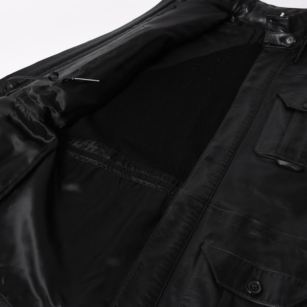 極美品 DIOR HOMME ディオール オム 04SS ストリップ期 レザージャケット 4EH5043006 サイズ46 ブラック エディ期 中古 4a004517